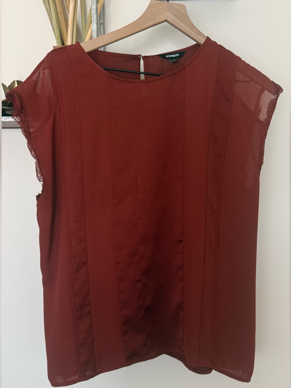 Express Women's Brick Red Cap-Sleeve Blouse